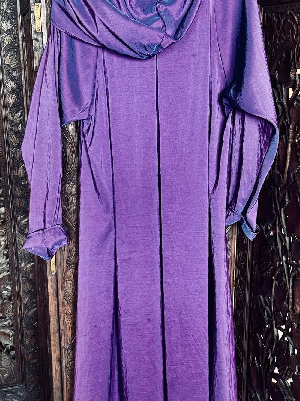 Women's Purple Long Sleeve Drape-Back Coat Vintage